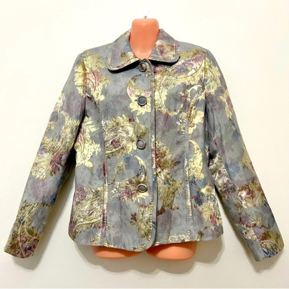 Chico’s Gray Blazer w/Paisley Print Chic Party Events Office